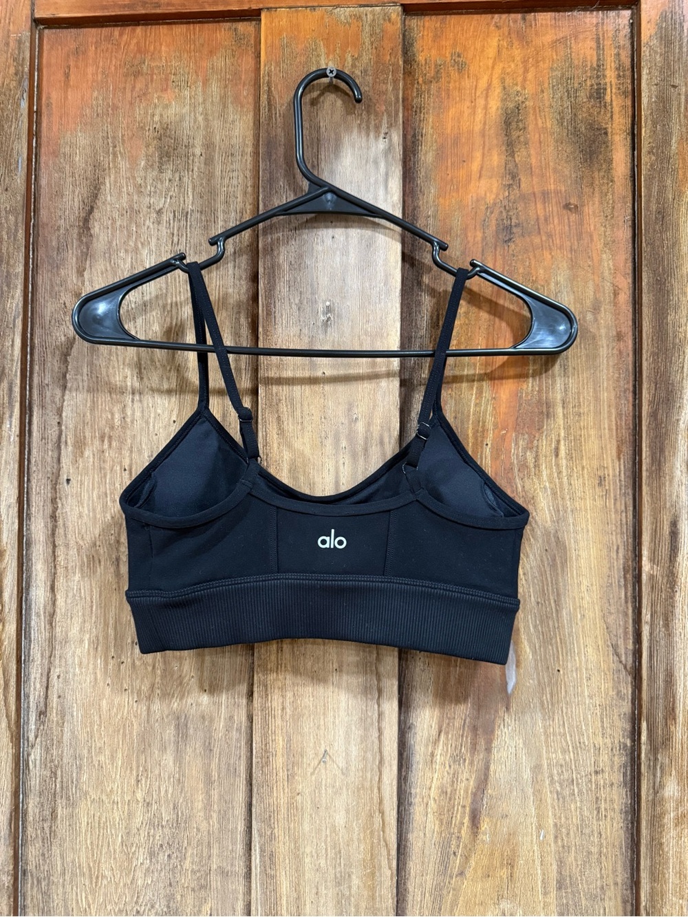 ALO Yoga Black Ribbed Light-Support Bralette